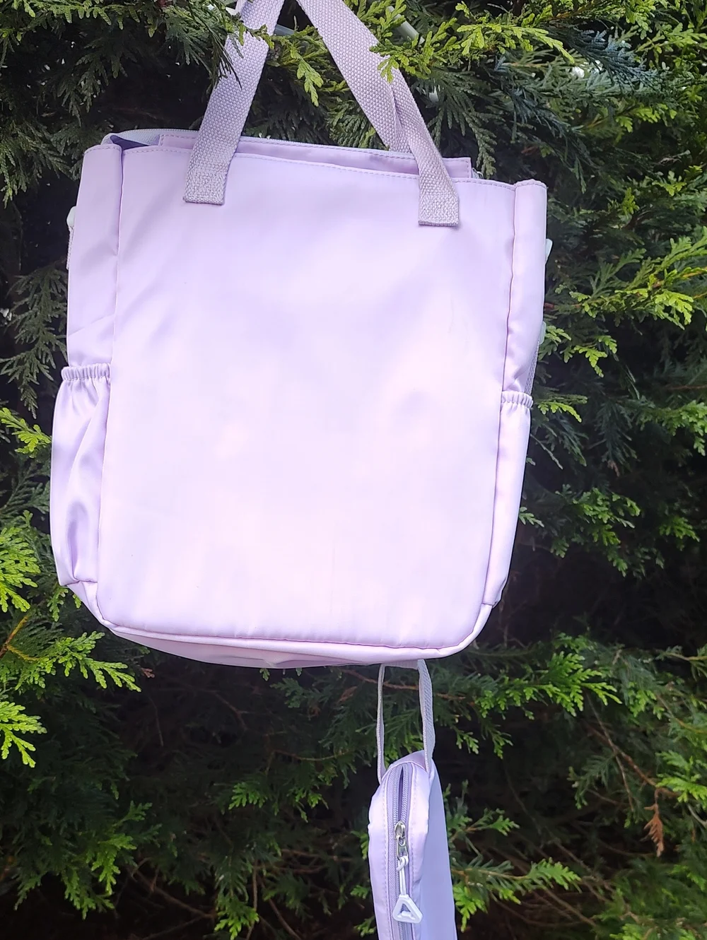 Karissa Lilac & Cream Tote Backpack with Detachable Pouch